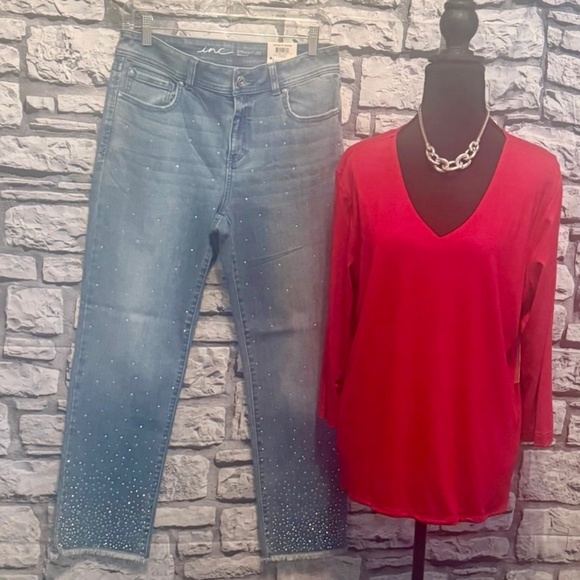 INC International Concepts embellished jeans NWT Size 8 - Picture 1 of 14